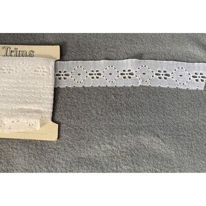 Vintage Fascinating Trims White Insertion Entredeux Trim 1.25" wide 4 Yds Long S